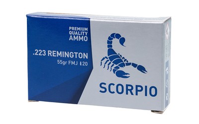 Scorpio .223 Remington 55 grain full metal jacket brass case ammo 500 rounds